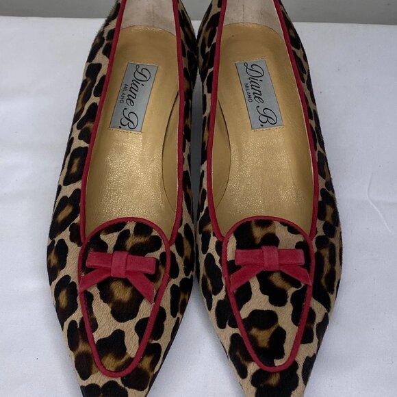 NEW DIAN. Womens Pumps Leopard Print Size 7.5 Brussel Piped Bow Low Heel - Picture 3 of 11
